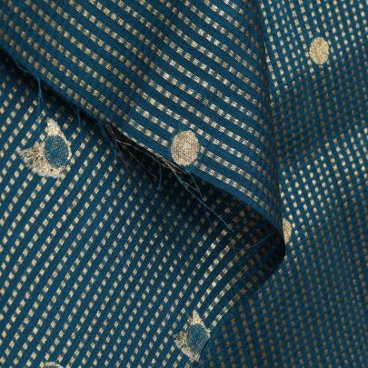 Banarasi Chiniya Silk Dark Peacock Blue/ Pure Banarasi fabrics