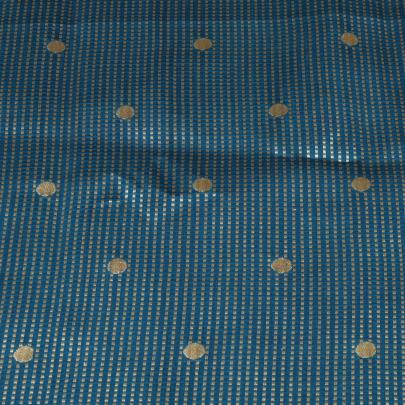 Banarasi Chiniya Silk Dark Peacock Blue/ Pure Banarasi fabrics
