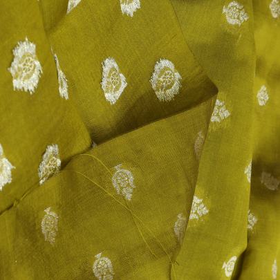 Banarasi Chiniya Silk Lemon Green/ Pure Banarasi fabrics