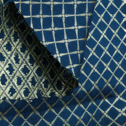 Banarasi Chiniya Silk Peacock Blue/ Pure Banarasi fabrics