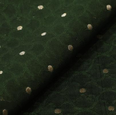 Banarasi Chiniya Silk Self Weaving With Golden Dots Motifs Mahendi Green/