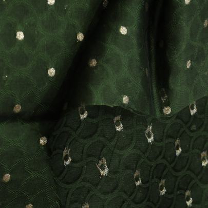 Banarasi Chiniya Silk Self Weaving With Golden Dots Motifs Mahendi Green/ Pure Banarasi fabrics