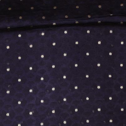 Banarasi Chiniya Silk Self Weaving With Golden Dots Motifs Dark Navy Blue/ Pure Banarasi fabrics
