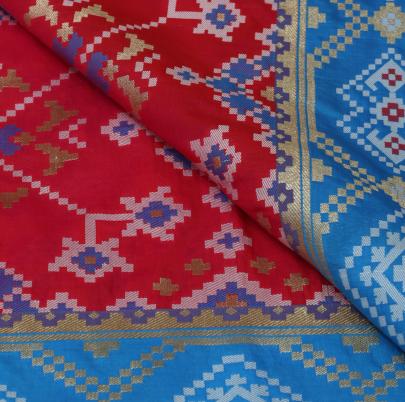 Banarasi Patola With Daman Cherry Pink/