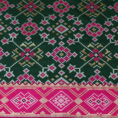 Banarasi Patola With Daman Green/ Pure Banarasi fabrics