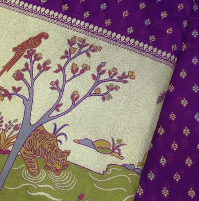 Banarasi paithani daman work fabric