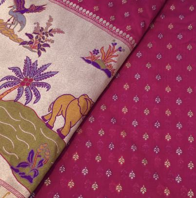 Banarasi paithani daman work fabric