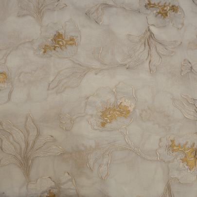 Chanderi applique work fabric Banarasi Work