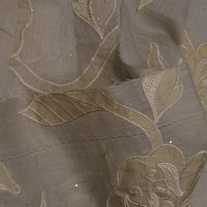 Chanderi applique work fabric Banarasi Work