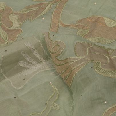 Chanderi applique work fabric Banarasi Work