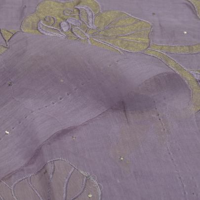 Chanderi applique work fabric Banarasi Work