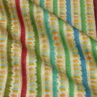 Chiniya Silk Multi-Colour Stripes With Banarasi Work/