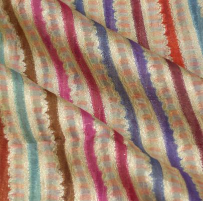 Chiniya Silk Multi-Colour Stripes With Banarasi Work/