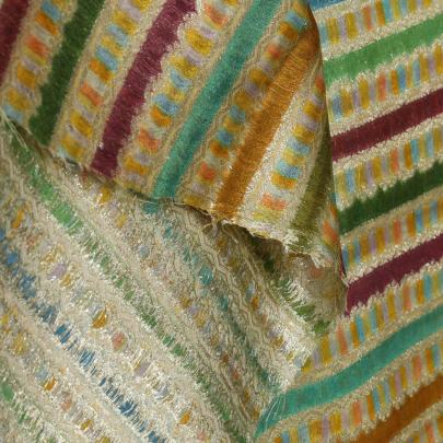 Chiniya Silk Multi-Colour Stripes With Banarasi Work/ Pure Banarasi fabrics