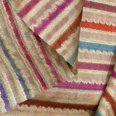Chiniya Silk Multi-Colour Stripes With Banarasi Work/ Pure Banarasi fabrics