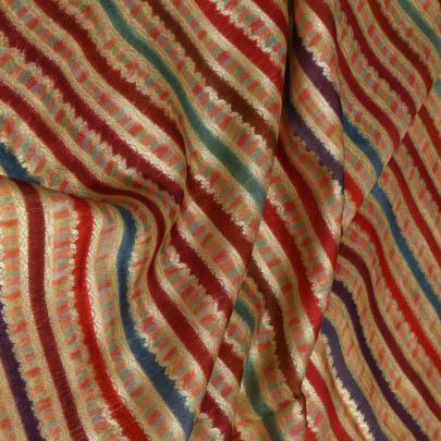 Chiniya Silk Multi-Colour Stripes With Banarasi Work/ Pure Banarasi fabrics