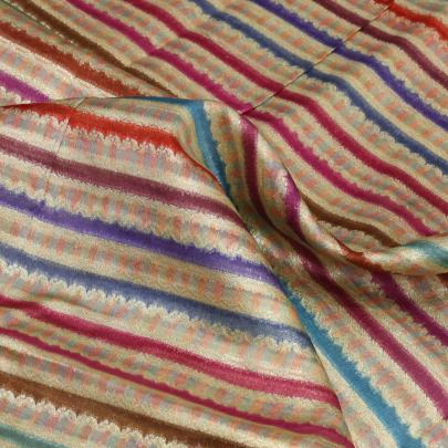Chiniya Silk Multi-Colour Stripes With Banarasi Work/ Pure Banarasi fabrics