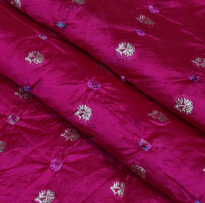 Chiniya silk bandhej with golden zari work - Hot Pink/ Banarasi Bandhej 