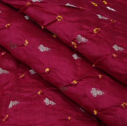 Chiniya silk bandhej with golden zari work - fabric/