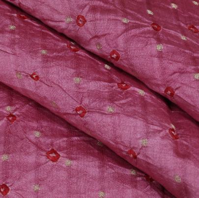 Chiniya silk bandhej with golden butti - Pink/