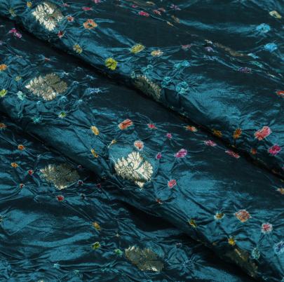 Chiniya silk bandhej with golden zari work - Rama Green/