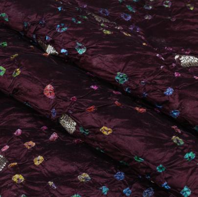 Chiniya silk bandhej with golden zari work - Dark Maroon/