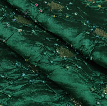 Chiniya silk bandhej with golden zari work - Green/