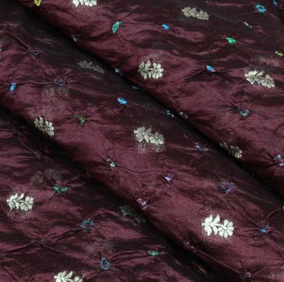 Chiniya silk bandhej with golden zari work - Dark Maroon/ Banarasi Bandhej 