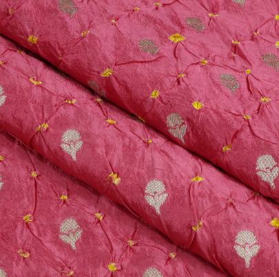 Chiniya silk bandhej with golden zari work fabric