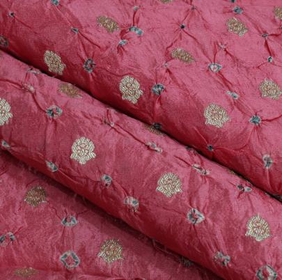 Chiniya silk bandhej with golden zari work fabric