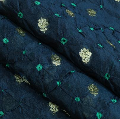 Chiniya silk bandhej with golden zari work fabric