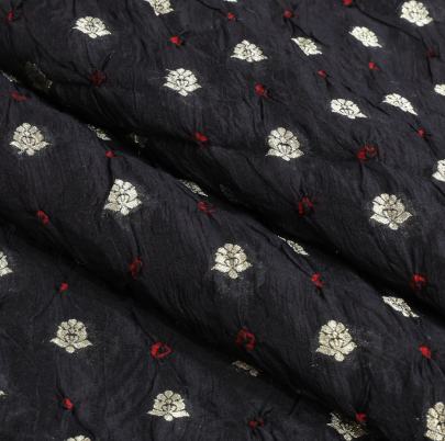 Chiniya silk bandhej with golden zari work - Black/ Banarasi Bandhej 