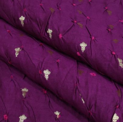 Chiniya silk bandhej with golden zari work - fabric/