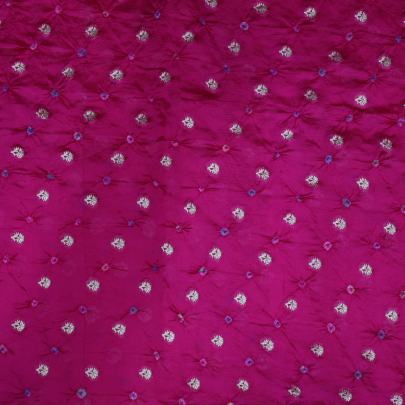 Chiniya silk bandhej with golden zari work - Hot Pink/ Banarasi Bandhej 