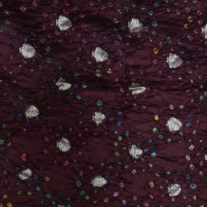 Chiniya silk bandhej with golden zari work - Dark Maroon/ Banarasi Bandhej 
