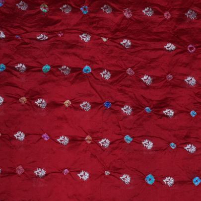 Chiniya silk bandhej with golden zari work - Red/ Banarasi Bandhej 