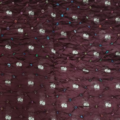 Chiniya silk bandhej with golden zari work - Dark Maroon/ Banarasi Bandhej 