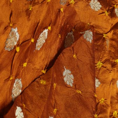 Chiniya silk bandhej with golden zari work fabric Banarasi Bandhej 
