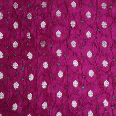 Chiniya silk bandhej with golden zari work - Rani/ Banarasi Bandhej 