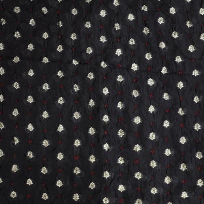 Chiniya silk bandhej with golden zari work - Black/ Banarasi Bandhej 