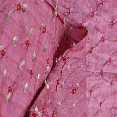 Chiniya silk bandhej with golden butti - Pink/ Banarasi Bandhej 