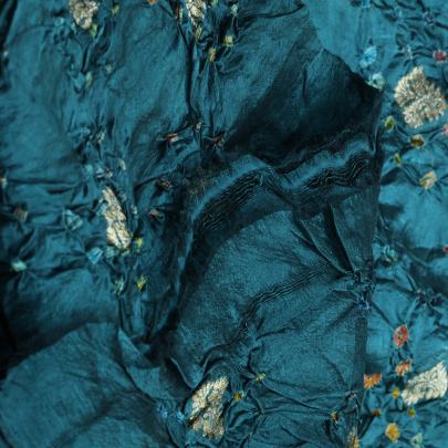 Chiniya silk bandhej with golden zari work - Rama Green/ Banarasi Bandhej 