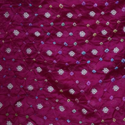 Chiniya silk bandhej with golden zari work - Rani/ Banarasi Bandhej 
