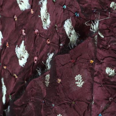 Chiniya silk bandhej with golden zari work - Dark Maroon/ Banarasi Bandhej 