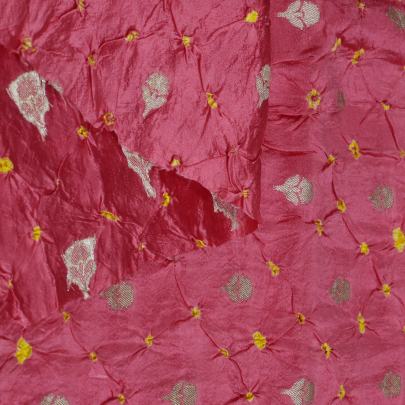 Chiniya silk bandhej with golden zari work fabric Banarasi Bandhej 