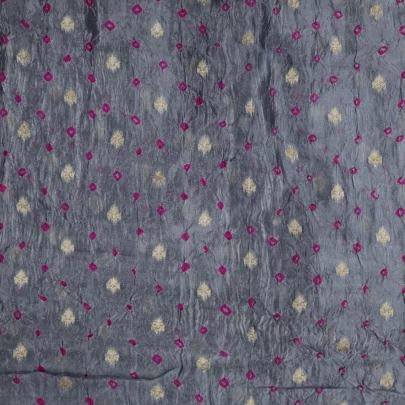 Chiniya silk bandhej with golden zari work - Grey/ Banarasi Bandhej 