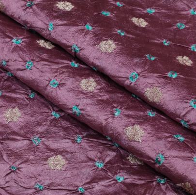 Chiniya silk bandhej with handwoven golden banarasi butti - Rose pink/