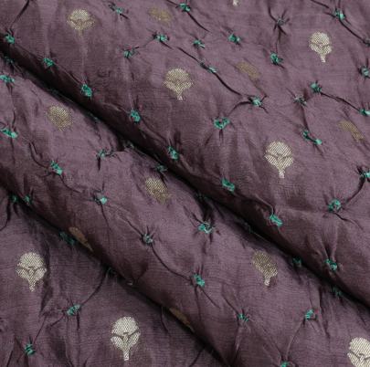 Chiniya silk bandhej with handwoven golden banarasi butti - Light wine/