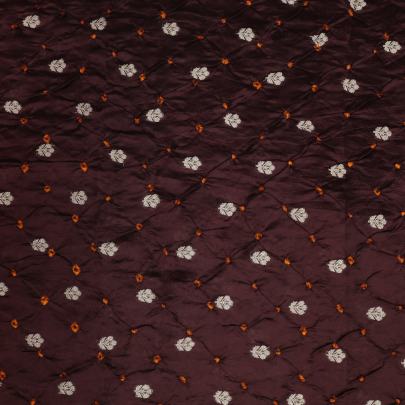 Chiniya silk bandhej with handwoven golden banarasi butti - Maroon/ Banarasi Bandhej 