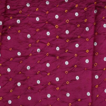 Chiniya silk bandhej with handwoven golden banarasi butti - Maroon/ Banarasi Bandhej 